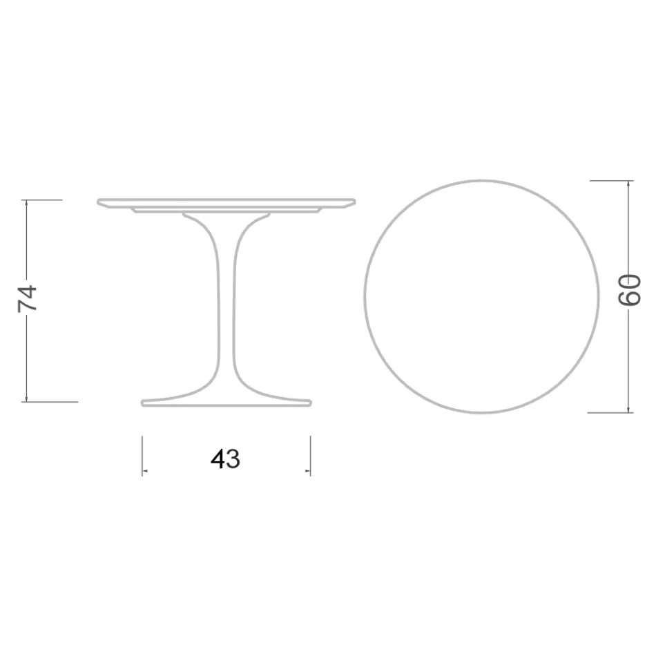 Mesa Tulip Eero Saarinen H 73 Redonda Cerámica Rem Made in Italy - Escarlata viadurini