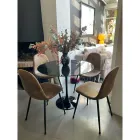 Eero Saarinen Mesa Tulip H 73 Redonda en Mármol Negro Marquinia Made in Italy - Escarlata viadurini