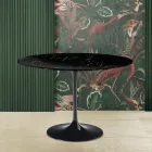 Eero Saarinen Mesa Tulip H 73 Redonda en Mármol Negro Marquinia Made in Italy - Escarlata viadurini