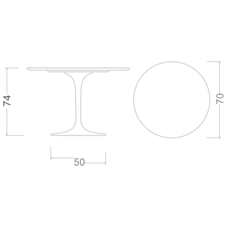 Eero Saarinen Mesa Tulip H 74 con Tablero Laminado Líquido Blanco Made in Italy - Escarlata viadurini