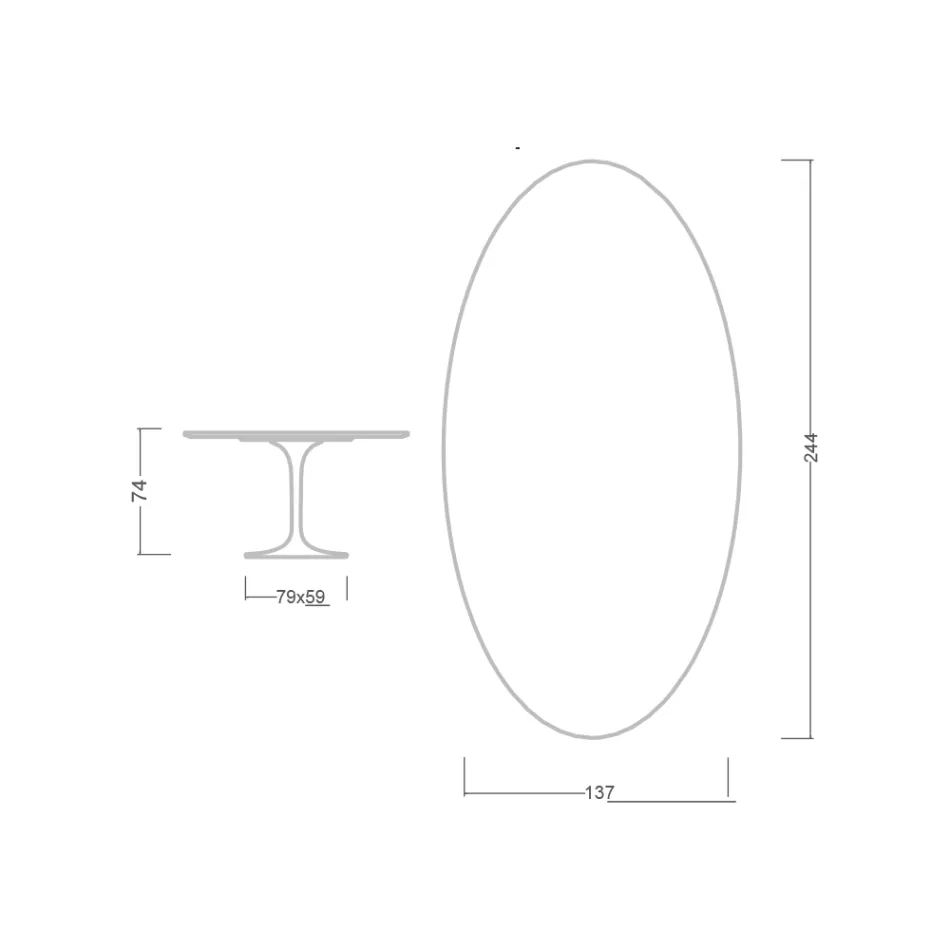 Eero Saarinen Mesa Tulip H 74 con Tapa Ovalada en Mármol Arabescato Made in Italy - Escarlata viadurini
