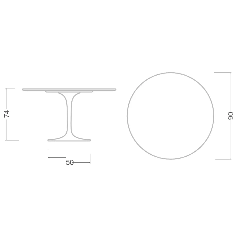 Mesa Tulipán de Eero Saarinen, 74 cm de altura, en cerámica Marmorio, fabricada en Italia - Escarlata viadurini