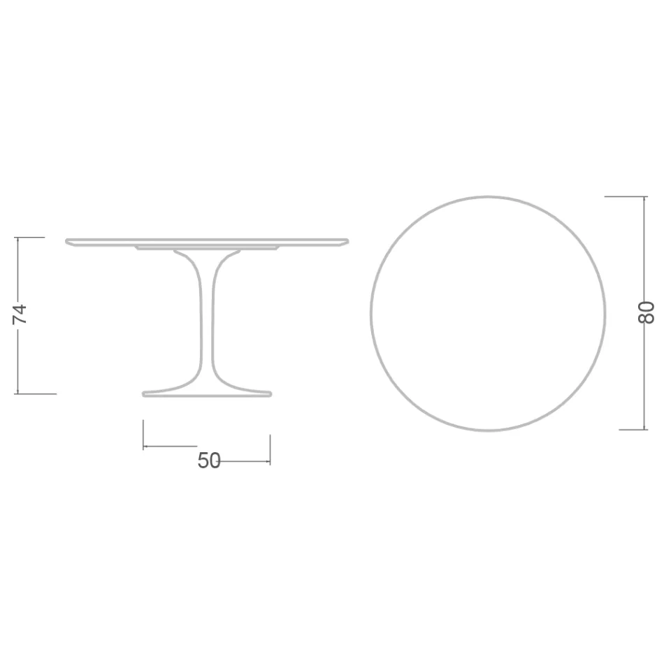 Mesa Tulipán de Eero Saarinen, 74 cm de altura, cerámica Moonè, fabricada en Italia - Escarlata viadurini