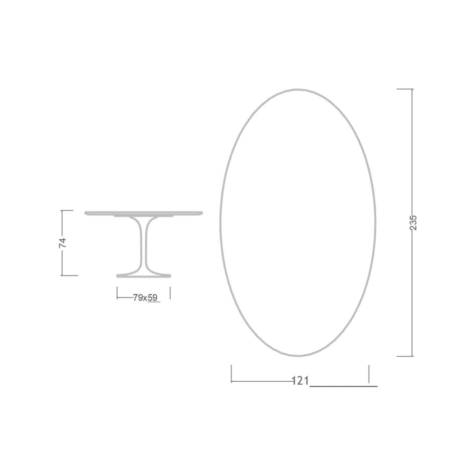 Mesa Tulipán de Eero Saarinen, 74 cm de altura, ovalada, en cerámica Somnia, fabricada en Italia - Escarlata viadurini