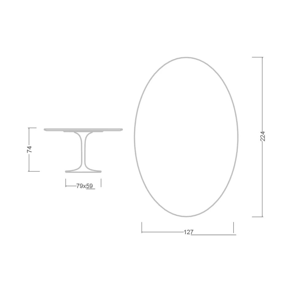 Mesa Tulip Eero Saarinen H 74 Ovalada en Laminado Líquido Negro Made in Italy - Escarlata viadurini