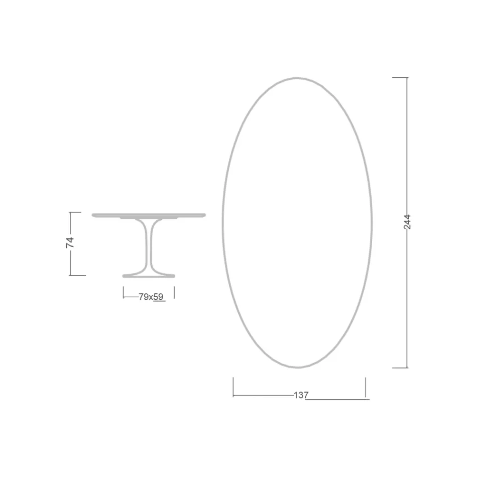 Mesa Tulip Eero Saarinen H 74 Ovalada en Laminado Líquido Negro Made in Italy - Escarlata viadurini