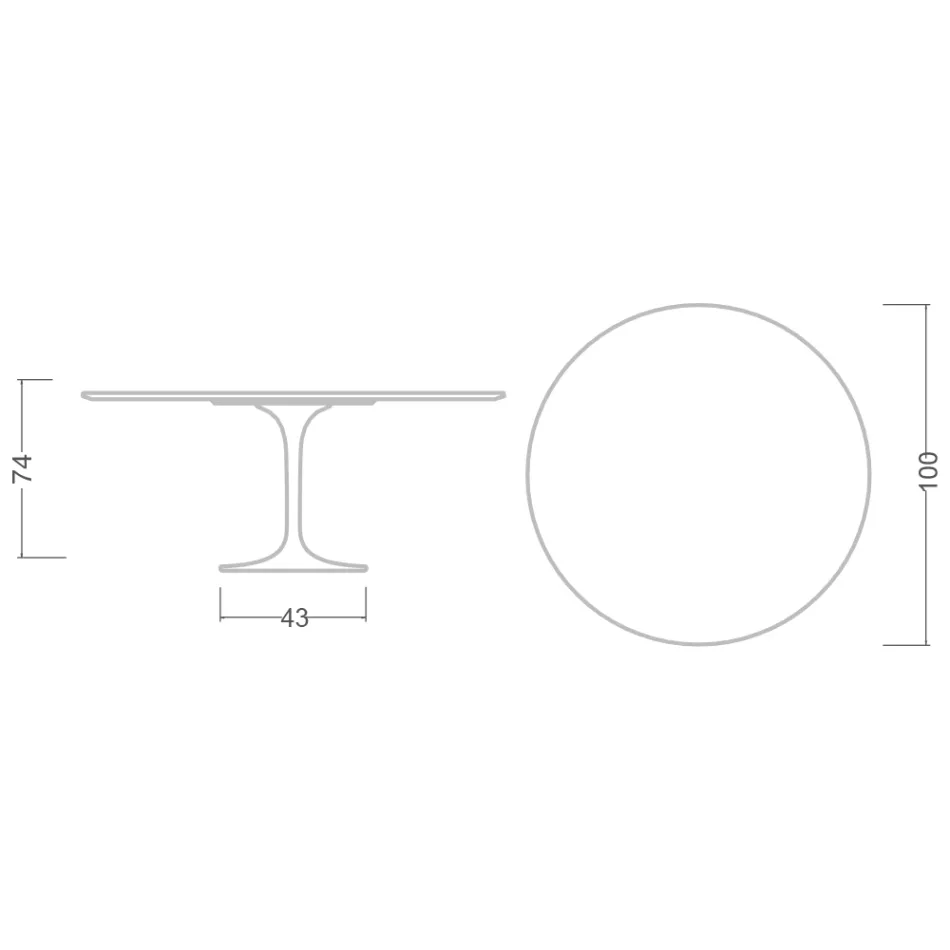 Mesa Tulip de Eero Saarinen, redonda, de 74 cm de altura, en cerámica brillante, fabricada en Italia - Scarlet viadurini