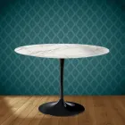 Mesa Tulip de Eero Saarinen, redonda, de 74 cm de altura, en cerámica brillante, fabricada en Italia - Scarlet viadurini