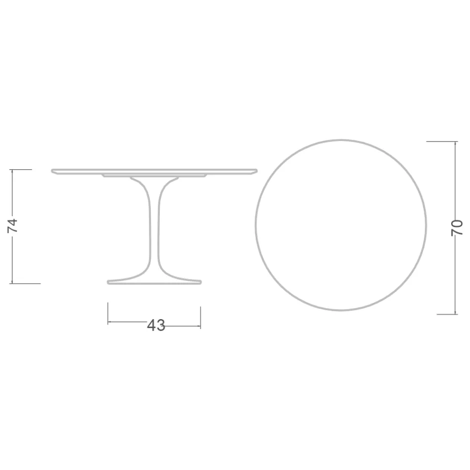 Mesa Tulip de Eero Saarinen, redonda, de 74 cm de altura, en cerámica Marmorio, fabricada en Italia - Escarlata viadurini