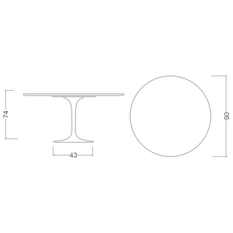 Mesa Tulip de Eero Saarinen, redonda, de 74 cm de altura, en cerámica Marmorio, fabricada en Italia - Escarlata viadurini