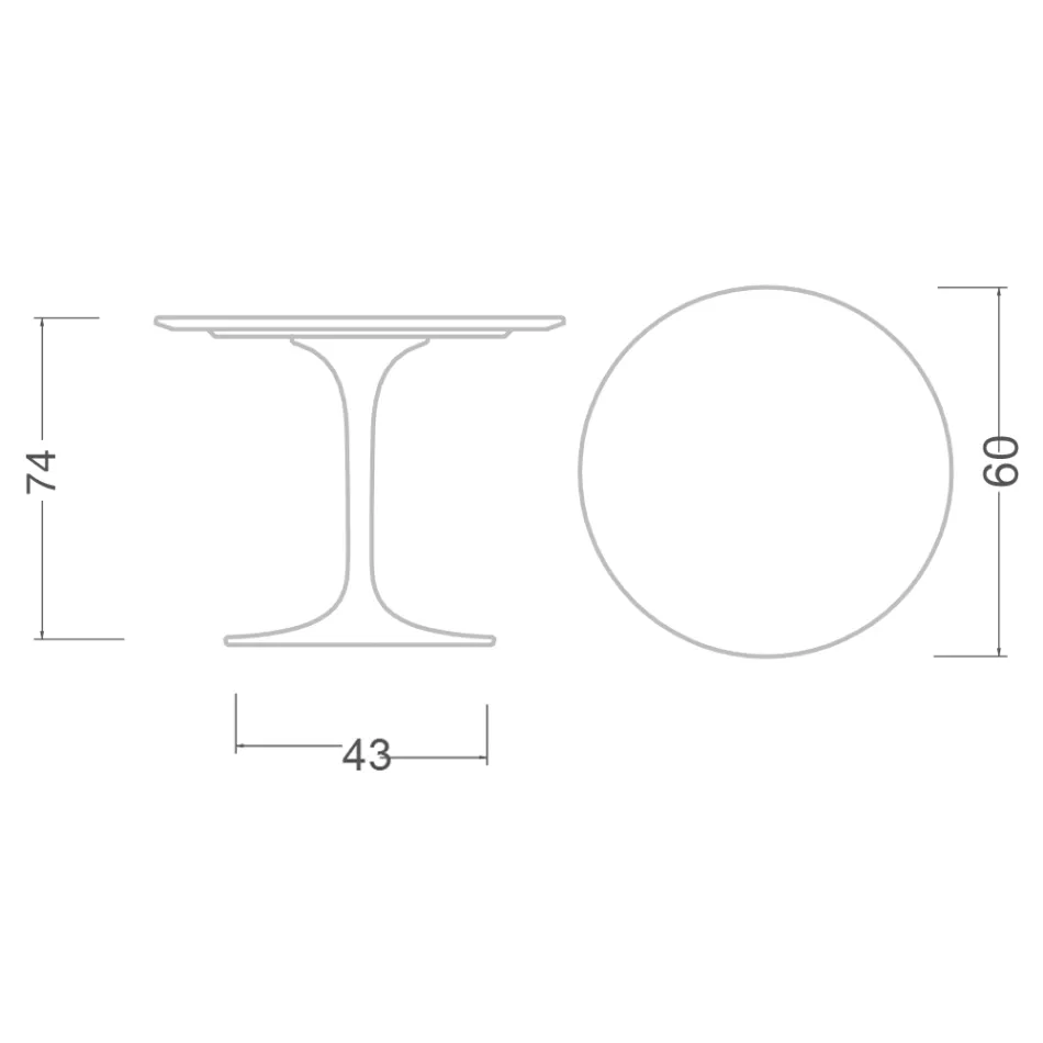 Mesa Tulip de Eero Saarinen, redonda, de 74 cm de altura, en cerámica Somnia, fabricada en Italia - Escarlata viadurini