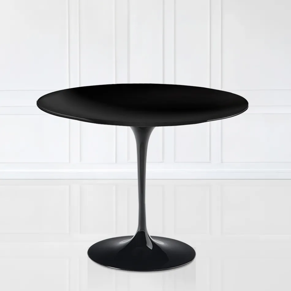 Mesa Tulip Eero Sarinen H 73 con Tablero Laminado Líquido Negro Made in Italy - Escarlata viadurini