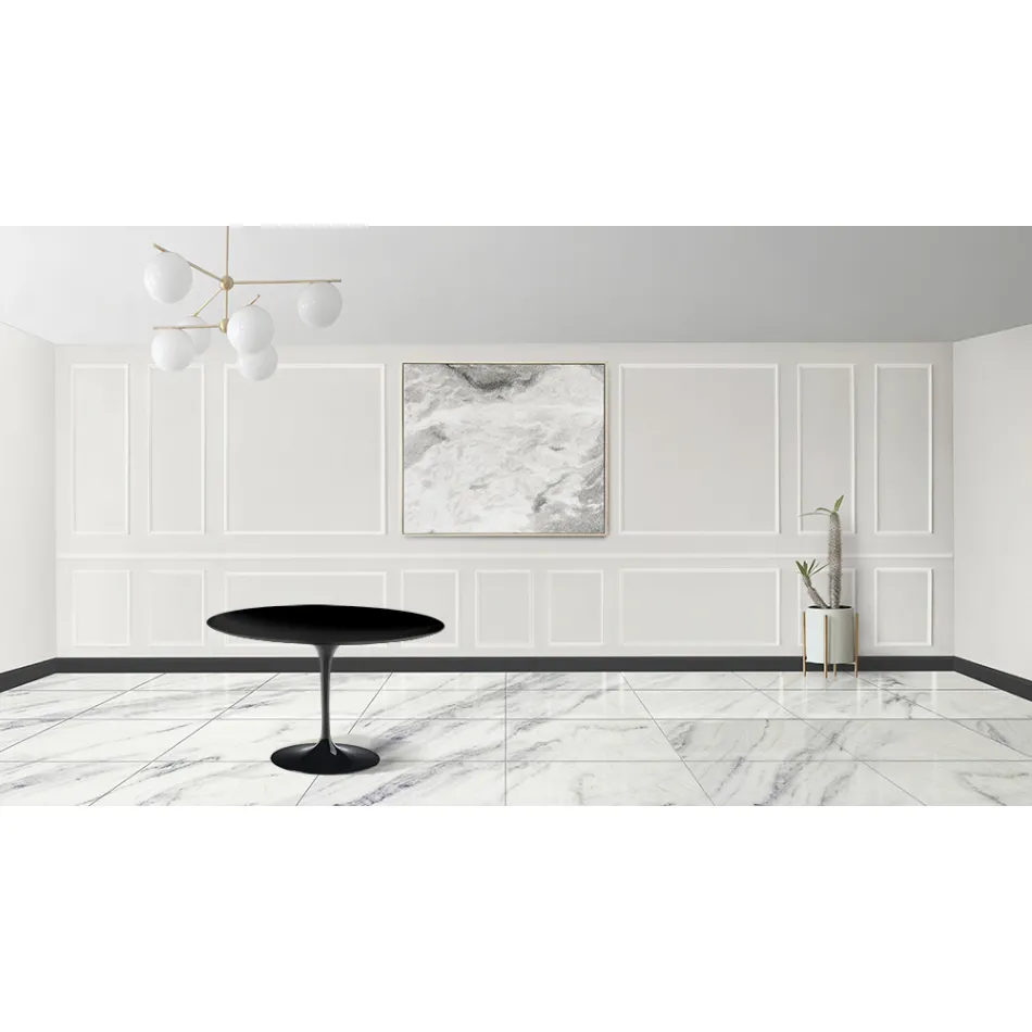 Mesa Tulip Eero Sarinen H 73 con Tablero Laminado Líquido Negro Made in Italy - Escarlata viadurini