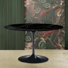 Mesa Saarinen Tulip H 73 con Tapa Redonda en Mármol Marquinia Negro Made in Italy - Escarlata viadurini