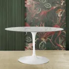 Mesa Tulip Saarinen H 73 Ovalada en Mármol de Carrara Statuarietto Made in Italy - Escarlata viadurini