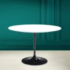 Mesa Tulip Saarinen H 73 Redonda en Cerámica Blanco Absoluto Made in Italy - Escarlata viadurini
