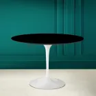 Mesa Tulip Saarinen H 73 Redonda en Cerámica Negro Absoluto Made in Italy - Escarlata viadurini