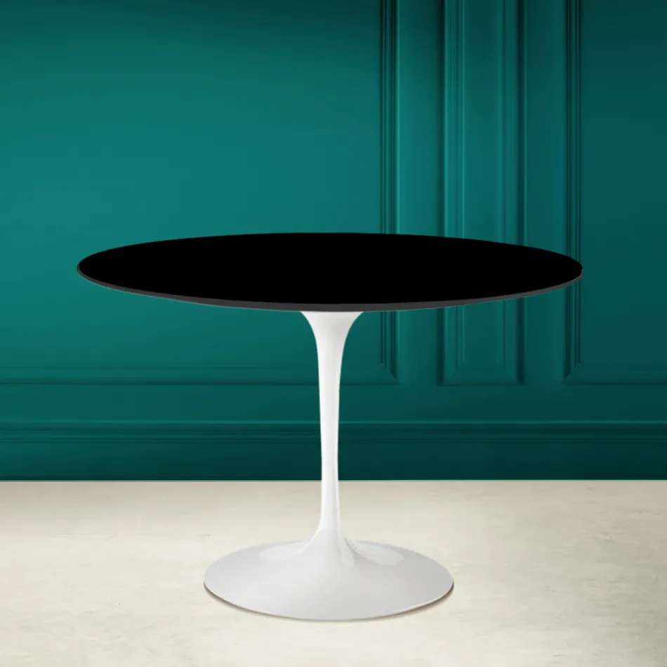 Mesa Tulip Saarinen H 73 Redonda en Cerámica Negro Absoluto Made in Italy - Escarlata viadurini