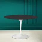 Mesa Tulip Saarinen H 73 Redonda en Cerámica Negra Suave Made in Italy - Escarlata viadurini