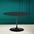 Mesa Tulip Saarinen H 73 Redonda en Cerámica Negra Suave Made in Italy - Escarlata
