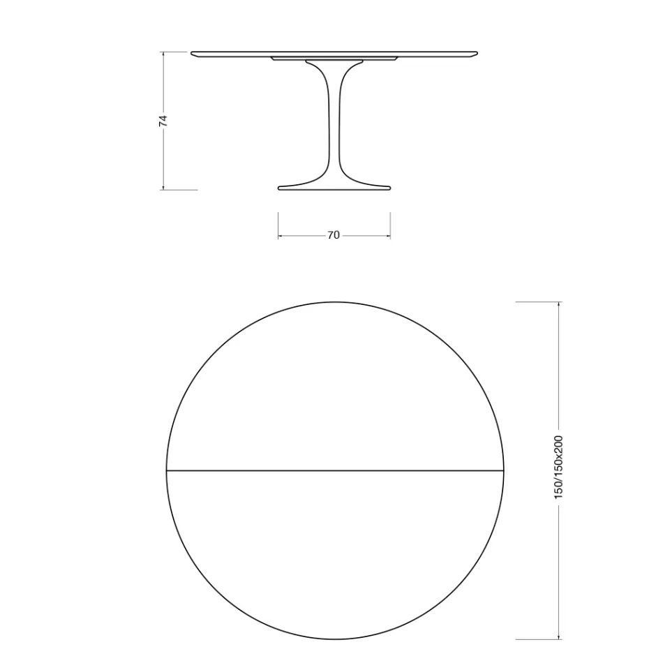 Mesa Tulipán Saarinen, 74 cm de altura, extensible, en laminado líquido blanco, fabricada en Italia - Scarlet viadurini
