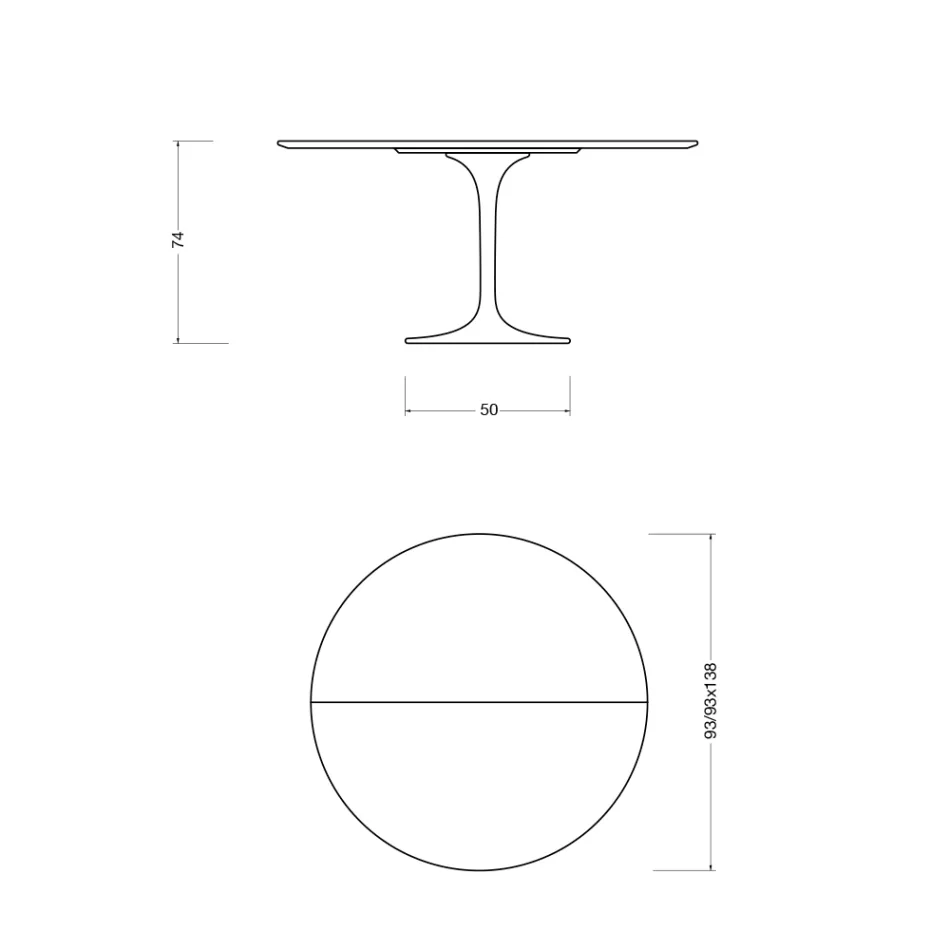 Mesa Tulipán Saarinen, 74 cm de altura, extensible, en laminado líquido negro, fabricada en Italia - Scarlet viadurini