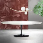 Mesa Tulipán Saarinen, 74 cm de altura, extensible, en cerámica Florim blanca - Escarlata viadurini