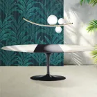 Mesa Tulipán Saarinen, 74 cm de altura, extensible, en cerámica Florim Calacatta Gold Gloss - Escarlata viadurini