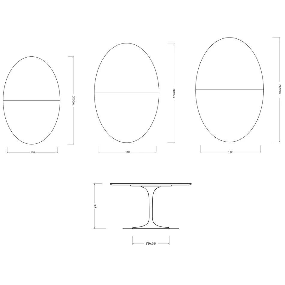 Mesa Tulipán Saarinen, 74 cm de altura, extensible, en cerámica brillante Florim Statuario - Escarlata viadurini