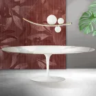 Mesa Tulipán Saarinen, 74 cm de altura, extensible, en cerámica mate Florim Statuario - Escarlata viadurini