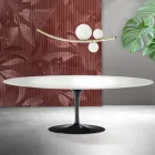 Mesa Tulipán de Saarinen, 74 cm de altura, en cerámica Florim blanca - Escarlata viadurini