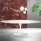 Mesa Tulipán de Saarinen, 74 cm de altura, en cerámica Florim blanca - Escarlata viadurini