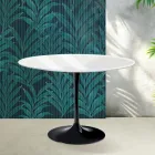 Mesa Tulipán de Saarinen, 74 cm de altura, en cerámica Florim blanca brillante - Escarlata viadurini