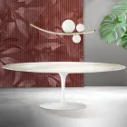 Mesa Tulipán de Saarinen, 74 cm de altura, en cerámica mate Florim Calacatta Gold - Escarlata viadurini