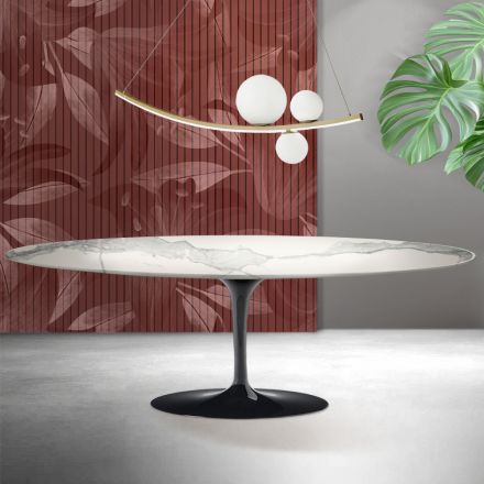 Mesa Saarinen Tulip H 74 cm de cerámica mate Florim Statuario - Escarlata viadurini