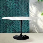 Mesa redonda Tulip de Saarinen, 74 cm de altura, en cerámica Florim blanca brillante - Escarlata viadurini