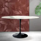 Mesa Tulipán Saarinen, redonda, 74 cm de altura, en cerámica mate Florim Statuario - Escarlata viadurini