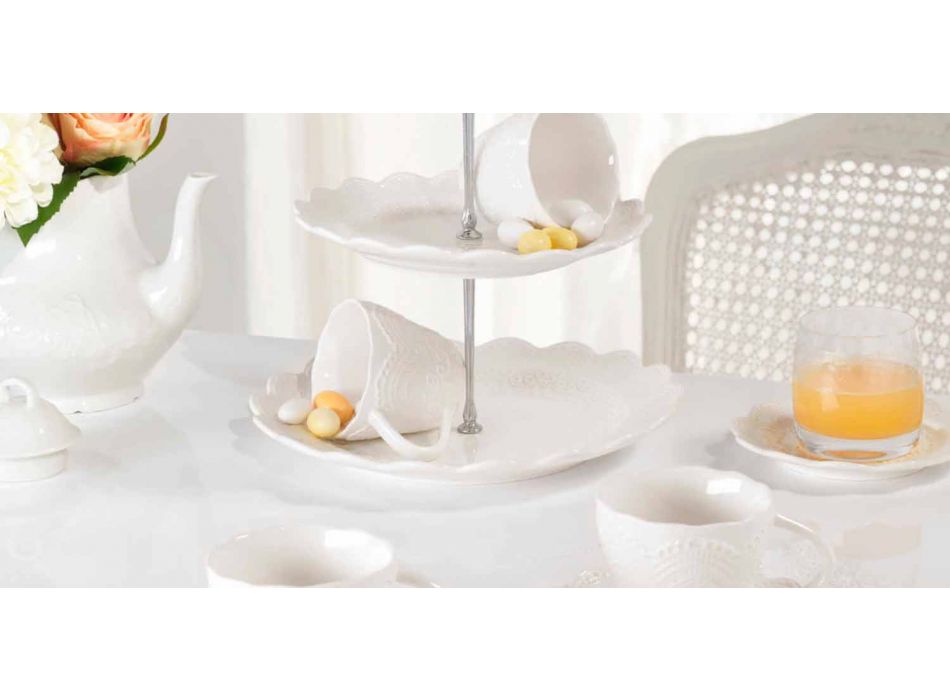 Tazas de té en porcelana blanca decoradas con 6 piezas de diseño en mal estado - Rafiki viadurini