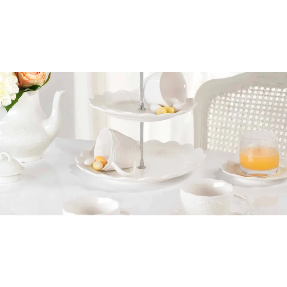 Tazas de té en porcelana blanca decoradas con 6 piezas de diseño en mal estado - Rafiki viadurini