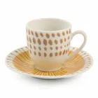 Tazas de café con platillo en porcelana de colores 12 piezas - Telón de fondo viadurini