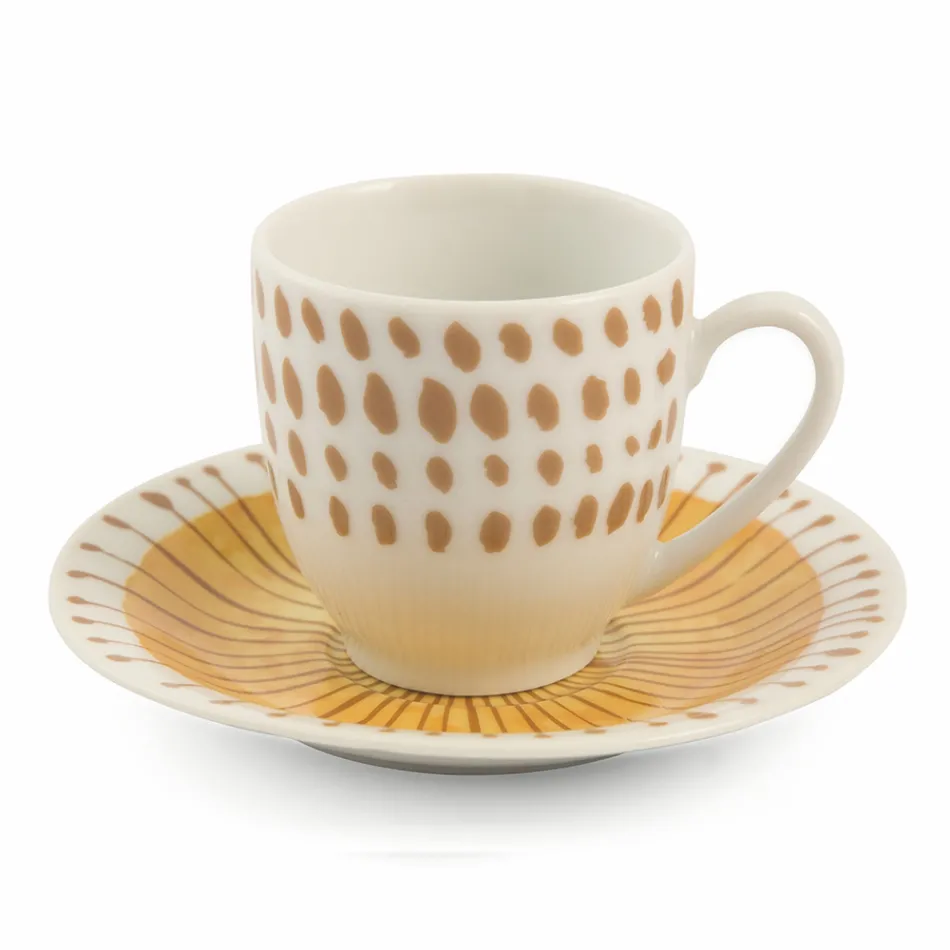Tazas de café con platillo en porcelana de colores 12 piezas - Telón de fondo viadurini