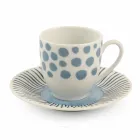 Tazas de café con platillo en porcelana de colores 12 piezas - Telón de fondo viadurini