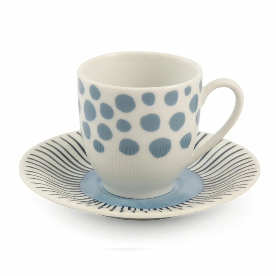 Tazas de café con platillo en porcelana de colores 12 piezas - Telón de fondo viadurini