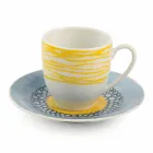 Tazas de café con platillo en porcelana de colores 12 piezas - Telón de fondo viadurini