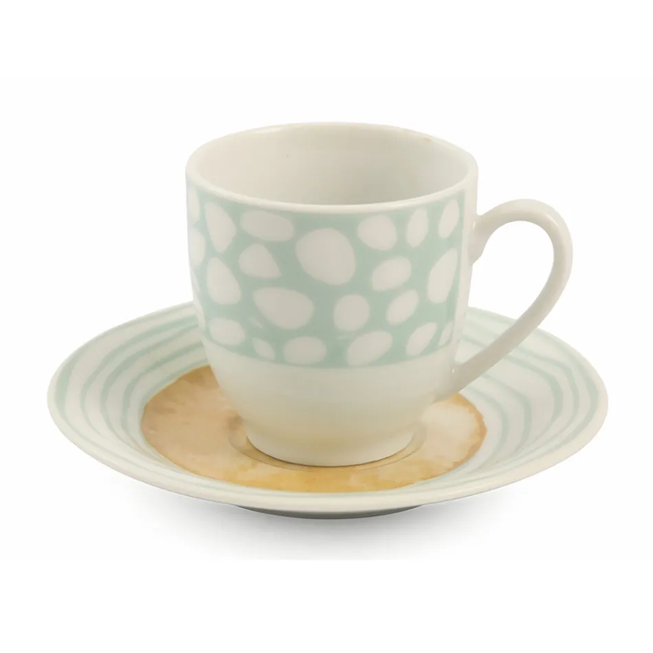 Tazas de café con platillo en porcelana de colores 12 piezas - Telón de fondo viadurini