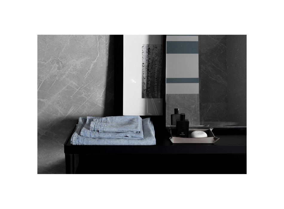 Toalla de baño de lino pesado azul claro de diseño de lujo italiano - Jojoba viadurini