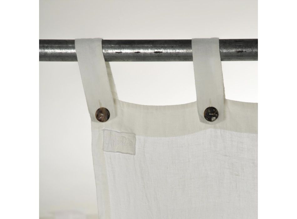 Cortina de lino claro blanco con botones de diseño de lujo italiano - Geogeo viadurini