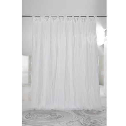 Cortina de organza y lino blanco de diseño de lujo con varillas - Karnak viadurini