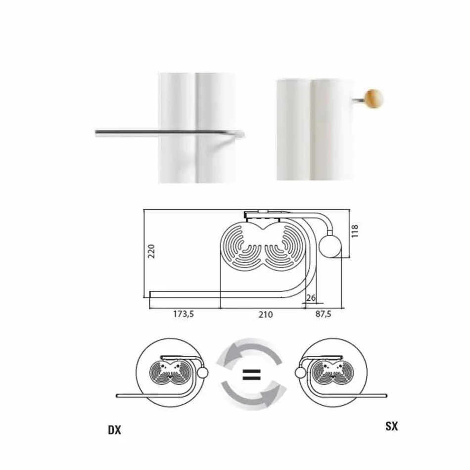 Radiador de baño de diseño vertical Suelo eléctrico 450 Watt - Ottolungo viadurini