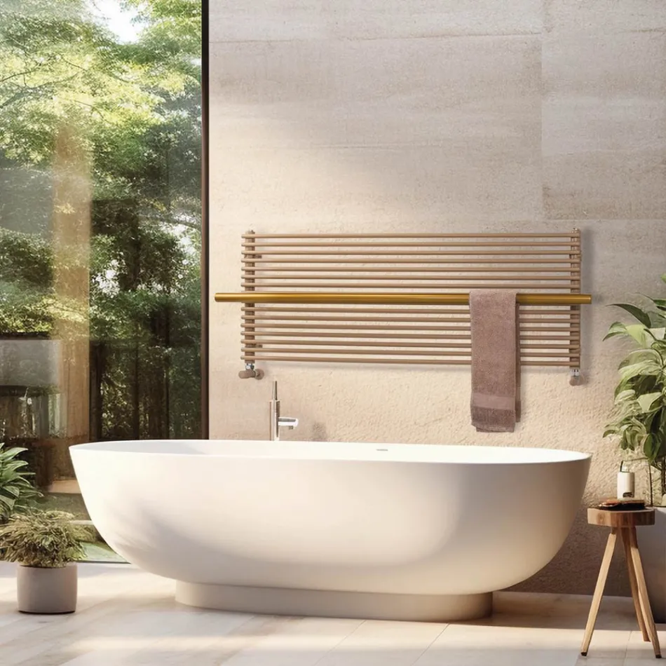 Radiador de acero al carbono mixto color beige fabricado en Italia - Solaris viadurini